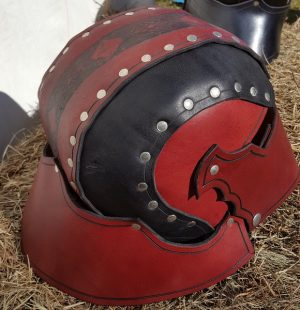 Red & Black Leather Helm