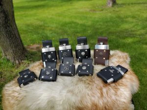 Flasks with Leather Holders handmade by Red Falcon