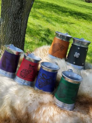 Large Tankard with Leather Wrap handmade by Red Falcon